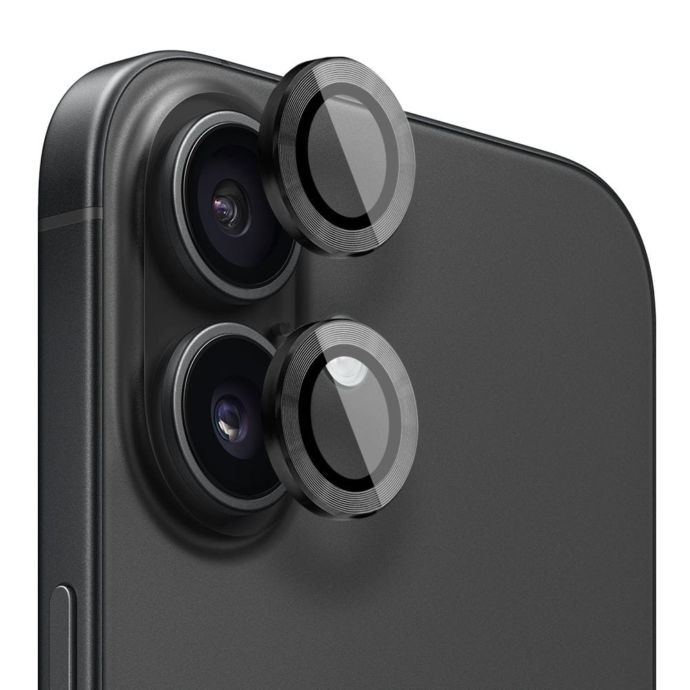 Metalowa osłona obiektywu aparatu ze szkła hartowanego 9H do iPhone 16 Plus, 1 zestaw, czarna - obrazek 2