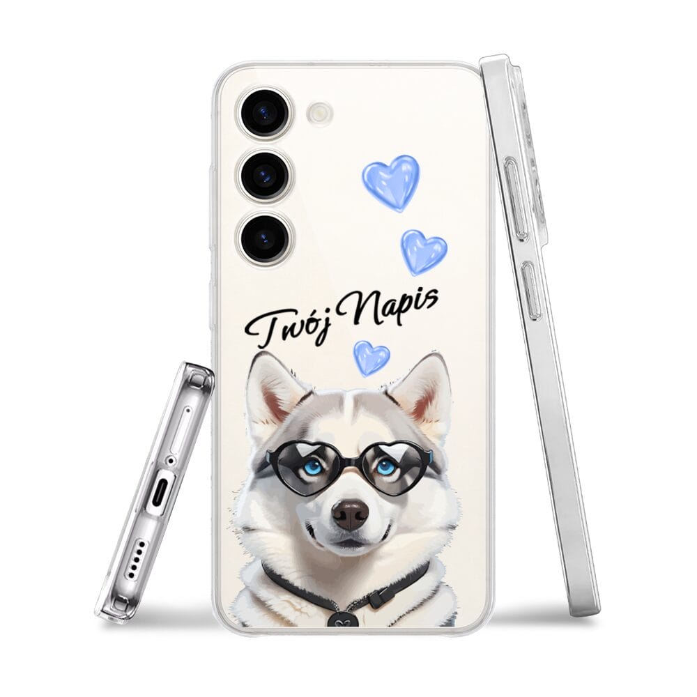 Etui do Samsung Galaxy S23 Plus przeźroczyste, silikonowe Flexi, Puppy Love, pies rasy Husky - obrazek 3