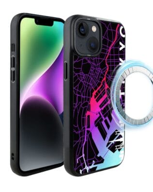 Etui do iPhone 14 IBIZU DropGuard Matt z MagSafe, Mapy Świata, Tokyo