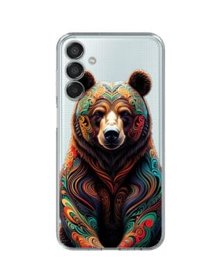 Etui do Samsung Galaxy M15 5G przeźroczyste, silikonowe Flexi, Dzika Mandala, Niedźwiedź