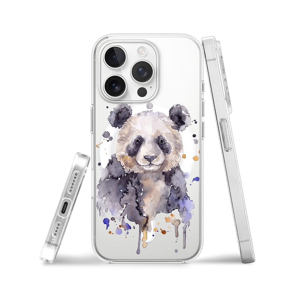 Etui do iPhone 13 Pro z MagSafe przeźroczyste, silikonowe Flexi, Akwarelowe Zoo, Panda - obrazek 3