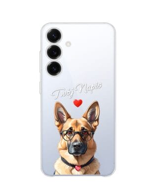 Etui do Samsung Galaxy S25 przeźroczyste, silikonowe Flexi, Puppy Love, pies rasy Owczarek Niemiecki