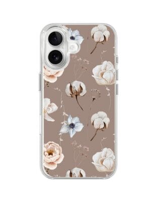 Etui do iPhone 16 z MagSafe przeźroczyste, silikonowe Flexi, akwarelowe kwiatki