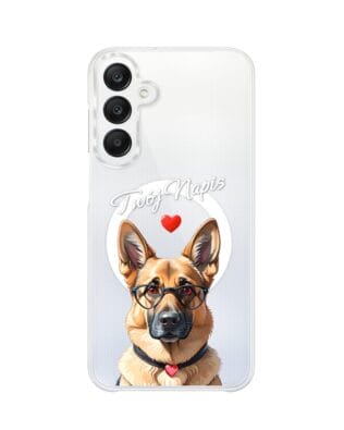 Etui do Samsung Galaxy A25 5G z MagSafe przeźroczyste, silikonowe Flexi, Puppy Love, pies rasy Owczarek Niemiecki