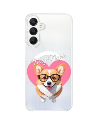 Etui do Samsung Galaxy A25 5G z MagSafe przeźroczyste, silikonowe Flexi, Puppy Love, pies rasy Corgi