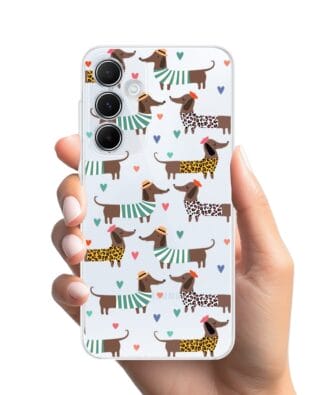 Etui do Samsung Galaxy A35 5G przeźroczyste, silikonowe Flexi, zakochane jamniki