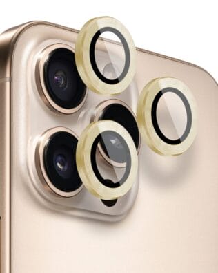 Metalowa osłona obiektywu aparatu ze szkła hartowanego 9H do iPhone 16 Pro Max, 1 zestaw, złota