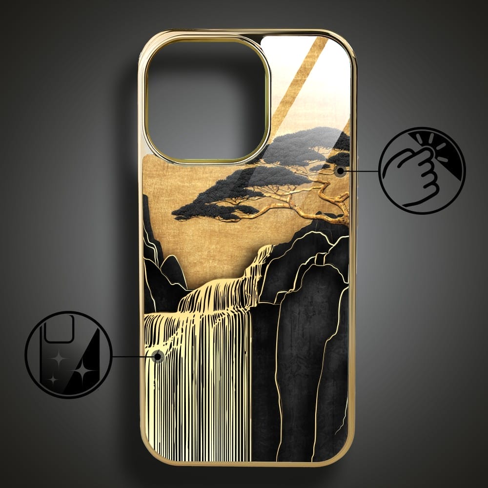 Etui do iPhone 16 Pro IBIZU Elite Glass z MagSafe Magia Azji, Złoty wodospad, złote - obrazek 2