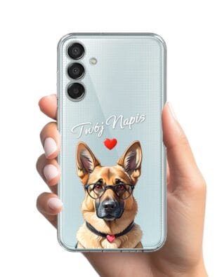Etui do Samsung Galaxy M15 5G przeźroczyste, silikonowe Flexi, Puppy Love, pies rasy Owczarek Niemiecki