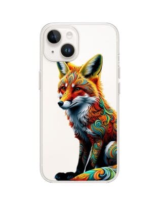 Etui do iPhone 13 przeźroczyste, silikonowe Flexi, Dzika Mandala, Lis
