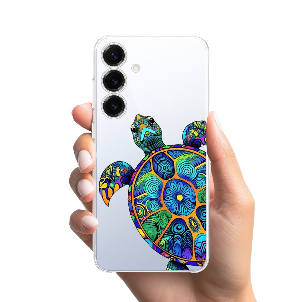 Etui do Samsung Galaxy S25 Plus przeźroczyste, silikonowe Flexi, Dzika Mandala, Żółw - obrazek 2