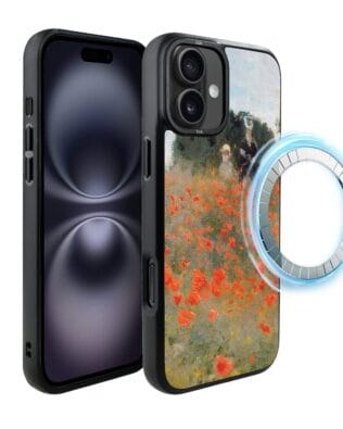 Etui do iPhone 16 IBIZU DropGuard Matt z MagSafe, Claude Monet, pole maków