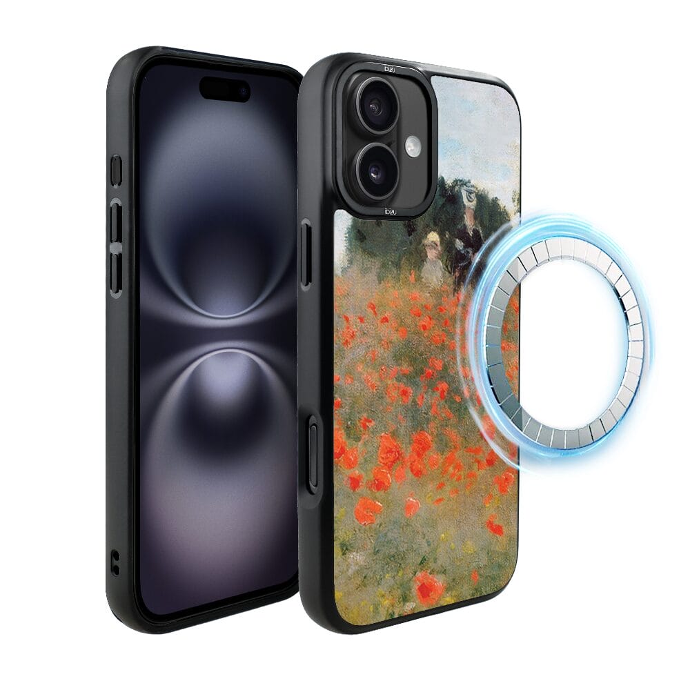 Etui do iPhone 16 IBIZU DropGuard Matt z MagSafe, Claude Monet, pole maków