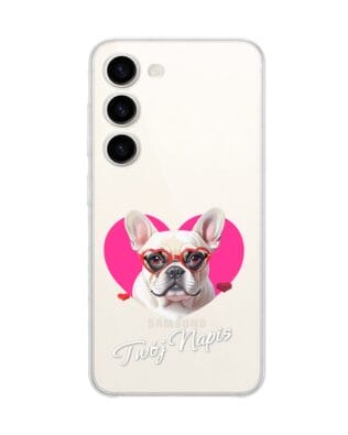 Etui do Samsung Galaxy S23 przeźroczyste, silikonowe Flexi, Puppy Love, pies rasy Buldog Francuski