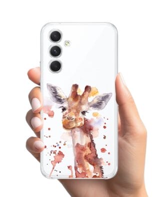 Etui do Samsung Galaxy A54 5G przeźroczyste, silikonowe Flexi, Akwarelowe Zoo, Żyrafa