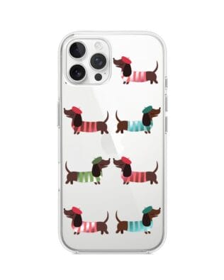 Etui do iPhone 12 Pro przeźroczyste, silikonowe Flexi, jamnik w Paryżu