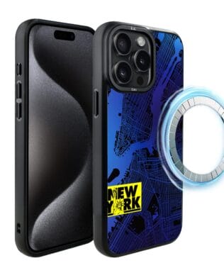 Etui do iPhone 15 Pro Max IBIZU DropGuard Matt z MagSafe, Mapy Świata, New York