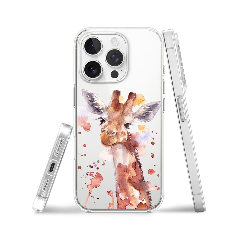 Etui do iPhone 14 Pro przeźroczyste, silikonowe Flexi, Akwarelowe Zoo, Żyrafa - obrazek 3