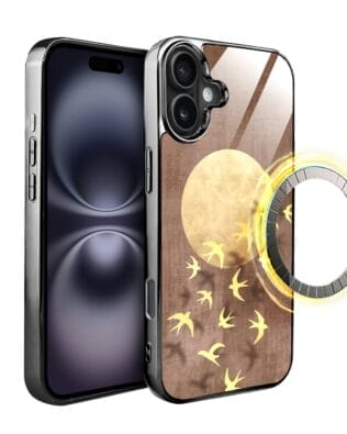 Etui do iPhone 16 IBIZU Elite Glass z MagSafe Magia Azji, Taniec jaskółek, czarne