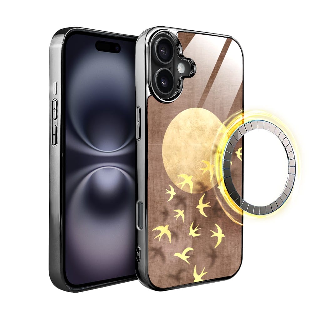 Etui do iPhone 16 IBIZU Elite Glass z MagSafe Magia Azji, Taniec jaskółek, czarne