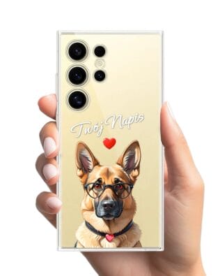 Etui do Samsung Galaxy S24 Ultra przeźroczyste, silikonowe Flexi, Puppy Love, pies rasy Owczarek Niemiecki