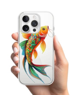 Etui do iPhone 13 Pro przeźroczyste, silikonowe Flexi, Dzika Mandala, Złota ryba