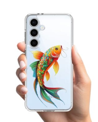 Etui do Samsung Galaxy S24 FE przeźroczyste, silikonowe Flexi, Dzika Mandala, Złota ryba