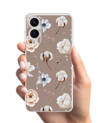 Etui do Samsung Galaxy S25 Edge przeźroczyste, silikonowe Flexi, akwarelowe kwiatki