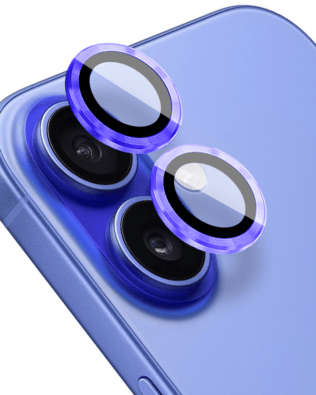Metalowa osłona obiektywu aparatu ze szkła hartowanego 9H do iPhone 16, 1 zestaw, ultramaryna