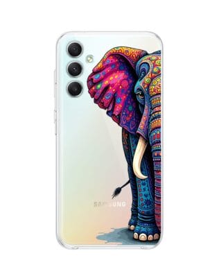 Etui do Samsung Galaxy A34 5G przeźroczyste, silikonowe Flexi, Dzika Mandala, Słoń
