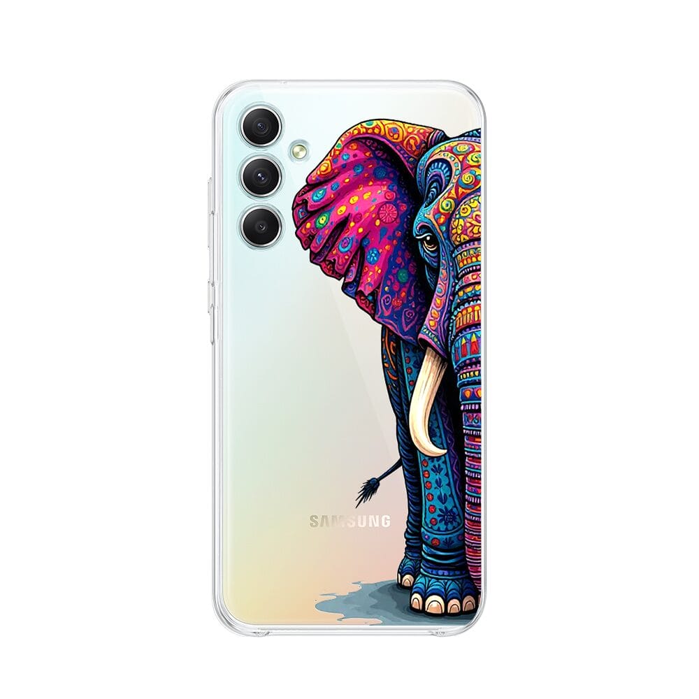 Etui do Samsung Galaxy A34 5G przeźroczyste, silikonowe Flexi, Dzika Mandala, Słoń