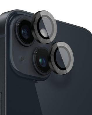 Metalowa osłona obiektywu aparatu ze szkła hartowanego 9H do iPhone 14 Plus, 1 zestaw, czarna