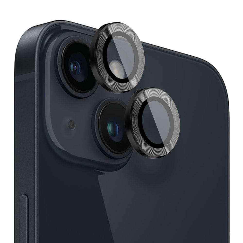 Metalowa osłona obiektywu aparatu ze szkła hartowanego 9H do iPhone 14 Plus, 1 zestaw, czarna - obrazek 2