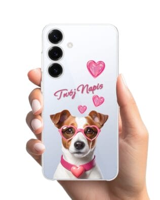 Etui do Samsung Galaxy S25 przeźroczyste, silikonowe Flexi, Puppy Love, pies rasy Jack Russell Terrier