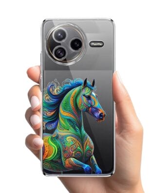 Etui do Xiaomi POCO F7 Ultra przeźroczyste, silikonowe Flexi, Dzika Mandala, Koń