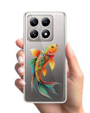 Etui do Xiaomi 14T przeźroczyste, silikonowe Flexi, Dzika Mandala, Złota ryba