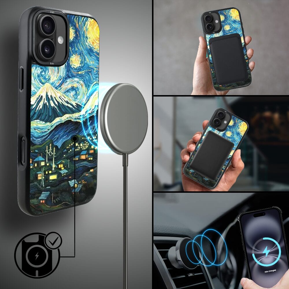 Etui do iPhone 16 Plus IBIZU DropGuard Matt z MagSafe, Van Gogh, gwieździsta noc - obrazek 8