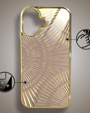 Etui do iPhone 16 Plus IBIZU Elite Glass z MagSafe Mistyczne wzory, Boski promień beżowe, złote