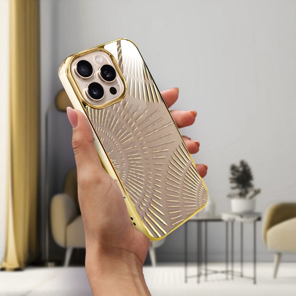 Etui do iPhone 16 Pro IBIZU Elite Glass z MagSafe Mistyczne wzory, Boski promień beżowe, złote - obrazek 4