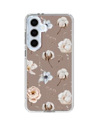 Etui do Samsung Galaxy S24 FE z MagSafe przeźroczyste, silikonowe Flexi, akwarelowe kwiatki