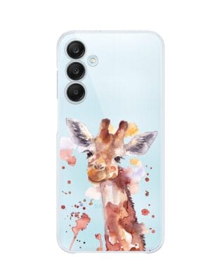 Etui do Samsung Galaxy M35 5G przeźroczyste, silikonowe Flexi, Akwarelowe Zoo, Żyrafa