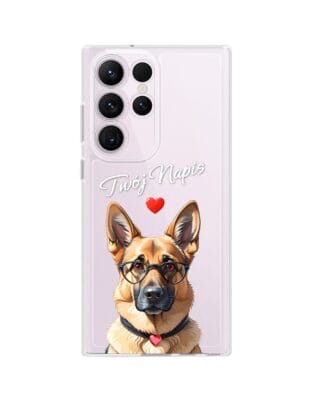 Etui do Samsung Galaxy S23 Ultra przeźroczyste, silikonowe Flexi, Puppy Love, pies rasy Owczarek Niemiecki