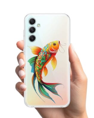 Etui do Samsung Galaxy A34 5G przeźroczyste, silikonowe Flexi, Dzika Mandala, Złota ryba