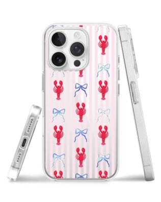 Etui do iPhone 15 Pro Max przeźroczyste, silikonowe Flexi, krab i kokardki