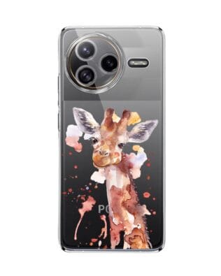 Etui do Xiaomi POCO F7 Ultra przeźroczyste, silikonowe Flexi, Akwarelowe Zoo, Żyrafa