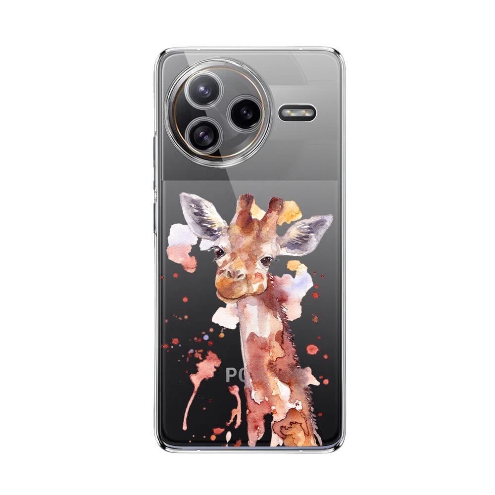 Etui do Xiaomi POCO F7 Ultra przeźroczyste, silikonowe Flexi, Akwarelowe Zoo, Żyrafa