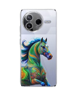 Etui do Xiaomi POCO F7 Pro przeźroczyste, silikonowe Flexi, Dzika Mandala, Koń