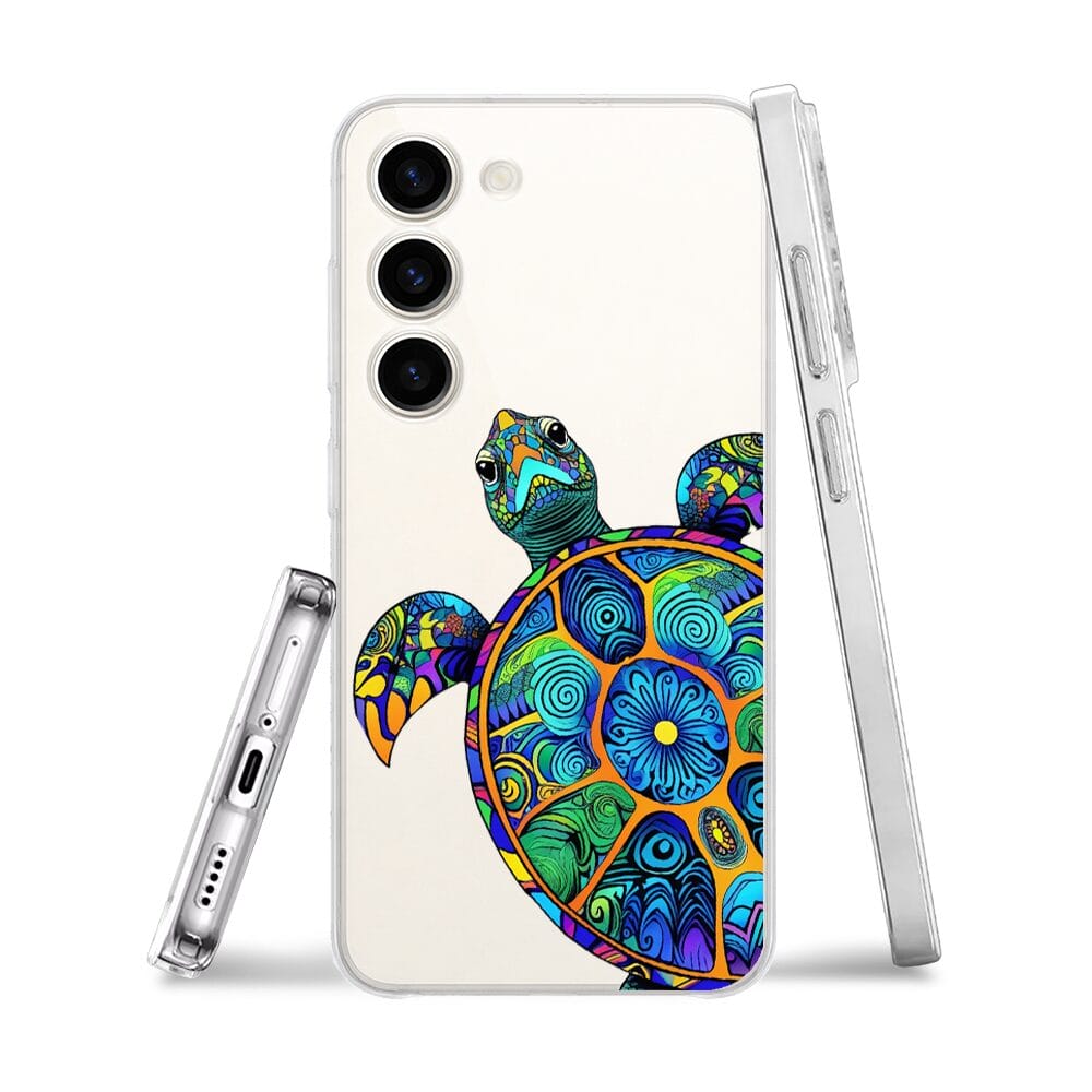 Etui do Samsung Galaxy S23 przeźroczyste, silikonowe Flexi, Dzika Mandala, Żółw - obrazek 3