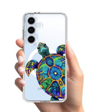 Etui do Samsung Galaxy S24 FE z MagSafe przeźroczyste, silikonowe Flexi, Dzika Mandala, Żółw