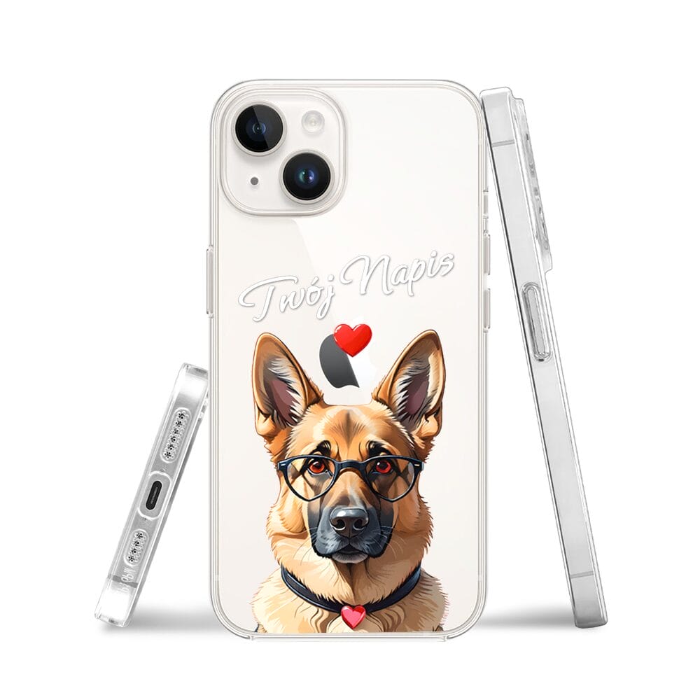Etui do iPhone 13 Mini przeźroczyste, silikonowe Flexi, Puppy Love, pies rasy Owczarek Niemiecki - obrazek 3
